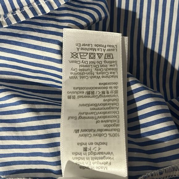 J Crew Puff Sleeve Top Lot Of 2 Women’s 2X Blue Striped Floral Blouses Beach - Picture 3 of 7